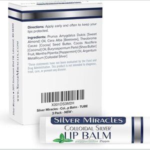 Silver Miracles Colloidal Silver Peppermint Lip Balm NEW 🏷️